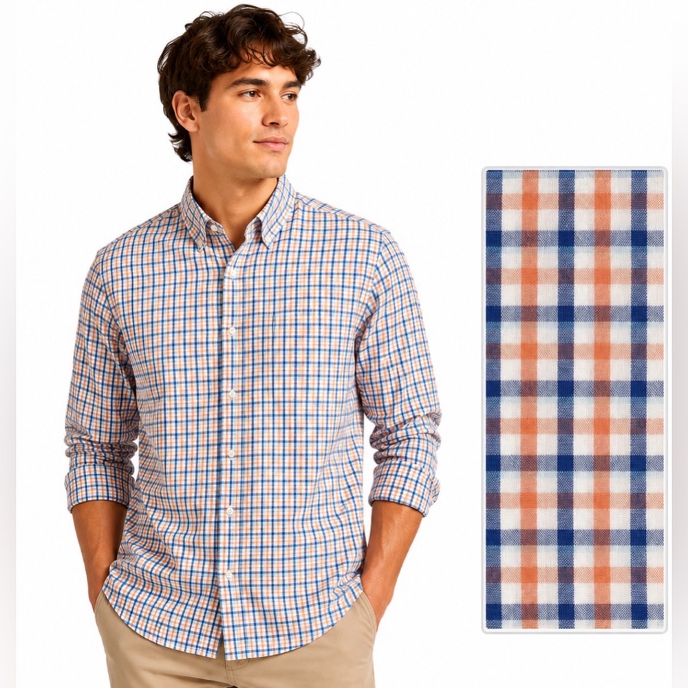 IZOD , perfect for spring! Men's Blue and corral Plaid Shirt, size xl